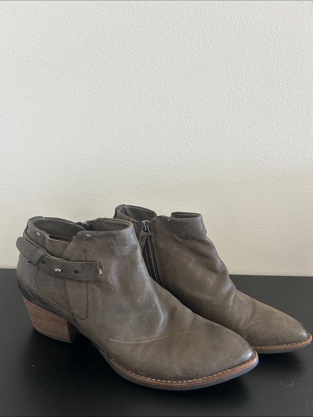 Dolce Vita Taupe Suede Ankle Booties with Side Zip